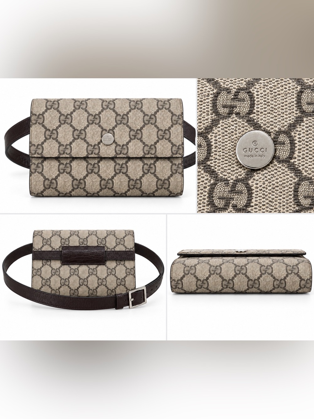 Gucci GG Monogram Belt Pochette Waist Bag – Beige/Brown Excellent Condition